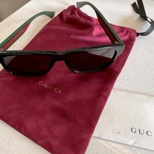 Jet black/red/forest green acetate square frame gwrey tinted lenses lens.